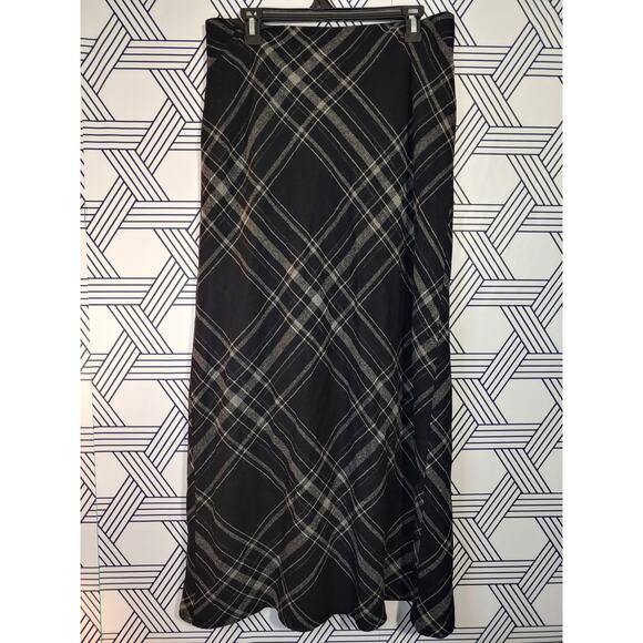 Express Plaid Dark Academia Preppy Fall Vintage Maxi Skirt Y2K Size 13/14 - Picture 2 of 5